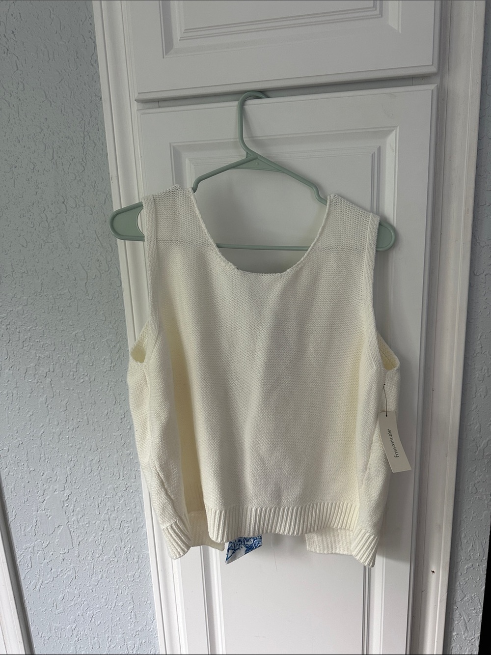 Francesca's Cream Knit Sleeveless Tank Top